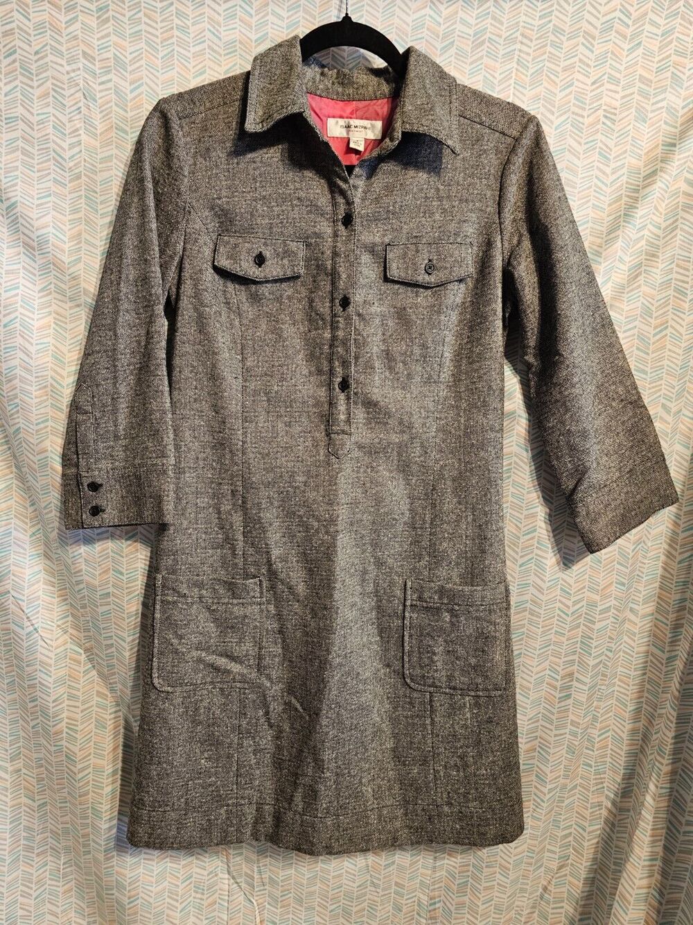 Isaac Mizrahi for Target Tweed Dress Women's 4 Wool Blend Blk/Wht lined pink VTG